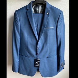Mens Moda Italia Slate Blue Suite 40L Super Slim